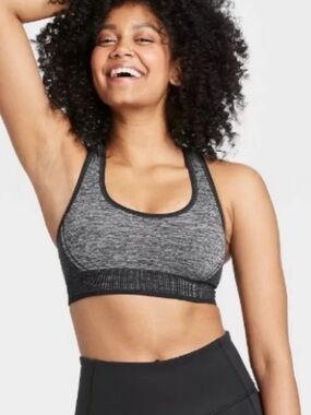 All in Motion Women's Medium Support Gray Sports Bra
